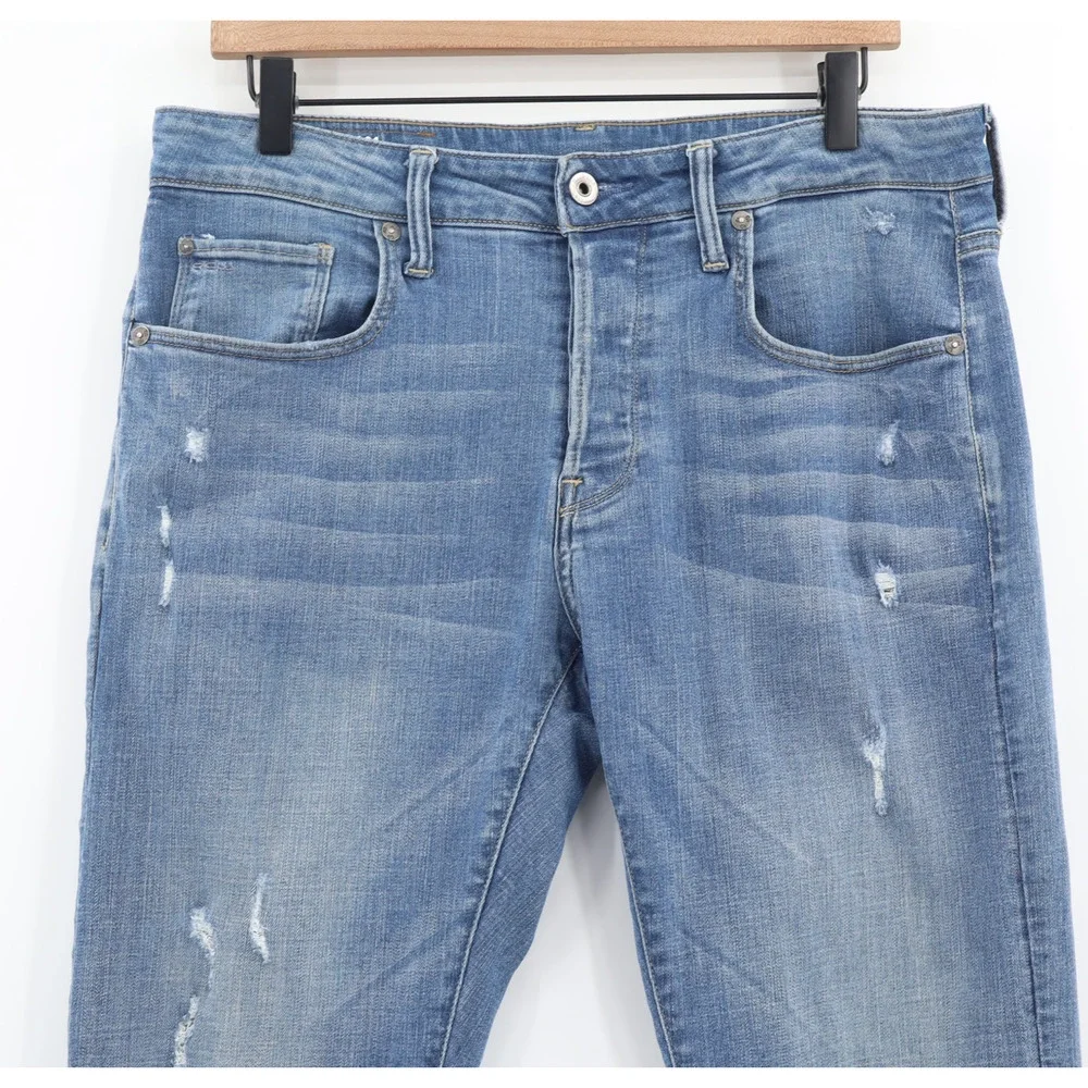 G-Star Raw 3301 Skinny Stretch Men's Jeans Sz W31 L32 Distressed Button Fly